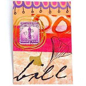 ACEO Original Mixed Media Art 1940 US For Defense Wartime WWII Postage Stamp ATC